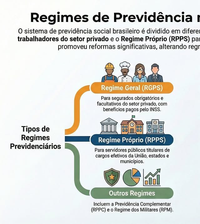 Carrossel do Instagram: Regimes de Previdência no Brasil